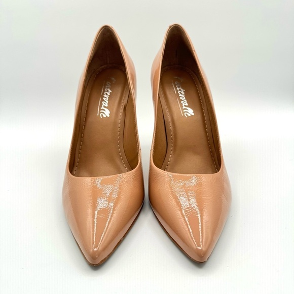 L’INTERVALLE NUDE HEELS PATENT LEATHER POINTED TOE HEELS MADE IN BRAZIL SIZE 9 - Picture 4 of 13